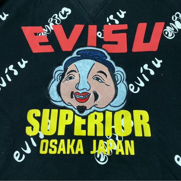 EVISU Superior Osaka Japan All Over Print Crewneck God head Custom Made RARE - Picture 3 of 11